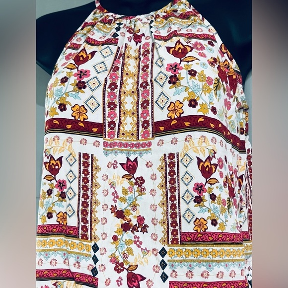 HM COACHELLA OFFICIAL COLLECTION Women's Tank Top Size 6 Keyhole Back Floral - Picture 6 of 9